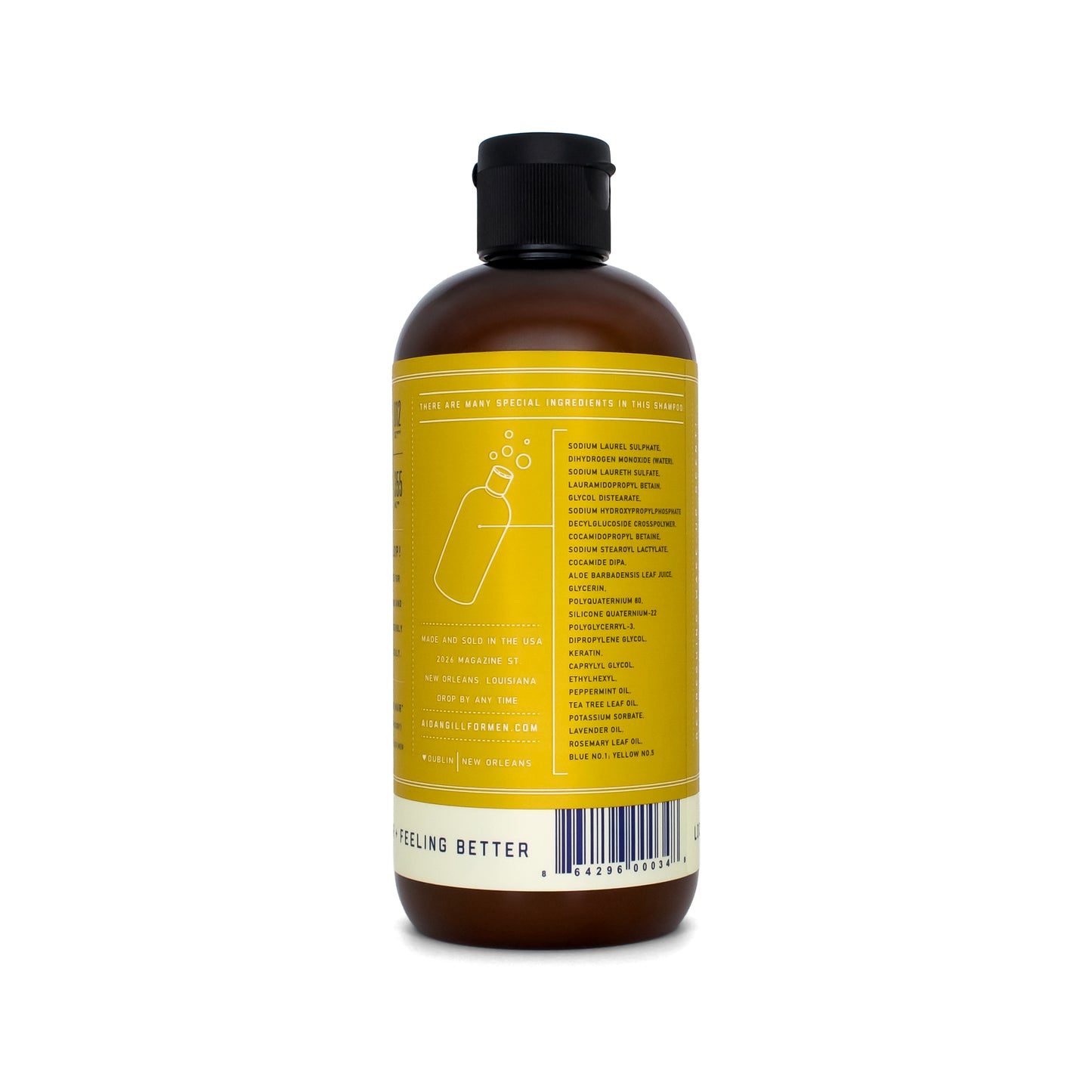 Bottle with yellow label on a white background