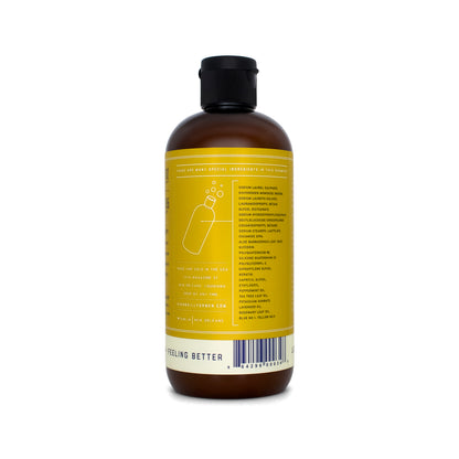 Bottle with yellow label on a white background