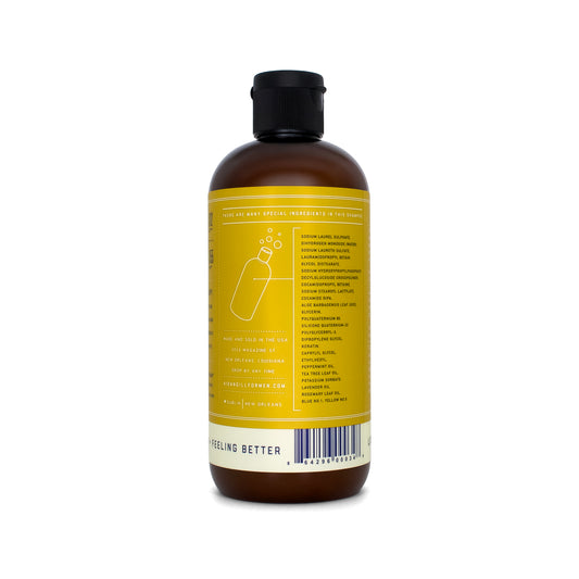 Bottle with yellow label on a white background